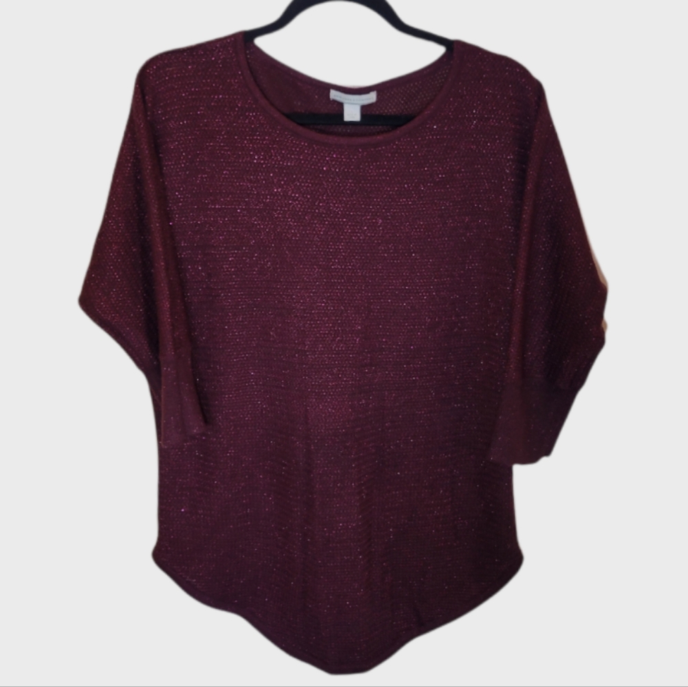 NY & Company | Metallic Burgundy Top | Size Large | EUC